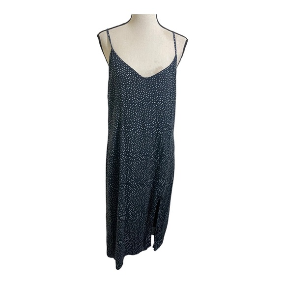 Abercrombie & Fitch womens midi long dress V neck polk dot side sip. Size XLP - Picture 2 of 10